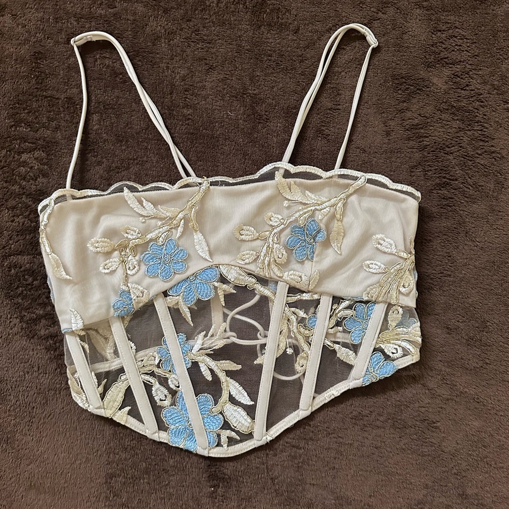 Lucy in the Sky Floral Lace Corset Top